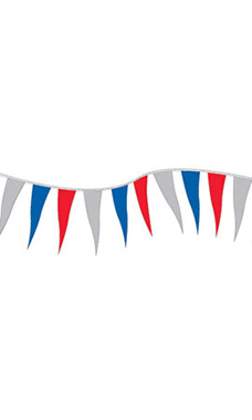 Red/Silver/Blue Metallic Triangle Pennant Red/Silver/Blue Metallic Triangle Pennant