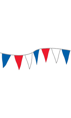 Economy 120 foot Red/White/Blue Triangle Pennant Economy 120 foot Red/White/Blue Triangle Pennant