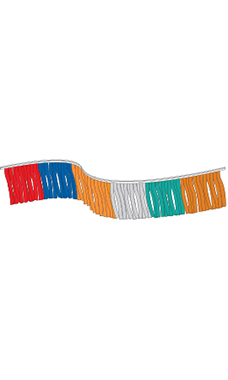 120 foot Multi-Colored Metallic Fringe Pennant 120 foot Multi-Colored Metallic Fringe Pennant