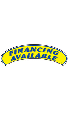 Arch Windshield Slogan Sticker - Blue/Yellow - "Financing Available" Arch Windshield Slogan Sticker - Blue/Yellow - "Financing Available"