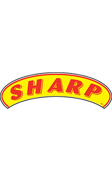 Arch Windshield Slogan Sticker - Red/Yellow - "Sharp"