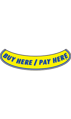 Smile Windshield Slogan Sticker - Blue/Yellow - "Buy Here/Pay Here" Smile Windshield Slogan Sticker - Blue/Yellow - "Buy Here/Pay Here"