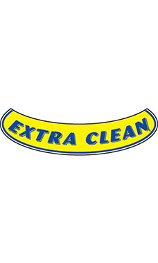Smile Windshield Slogan Sticker - Blue/Yellow - "Extra Clean" Smile Windshield Slogan Sticker - Blue/Yellow - "Extra Clean"
