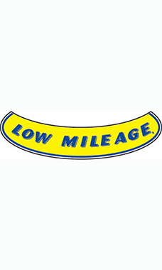Smile Windshield Slogan Sticker - Blue/Yellow - "Low Mileage" Smile Windshield Slogan Sticker - Blue/Yellow - "Low Mileage"