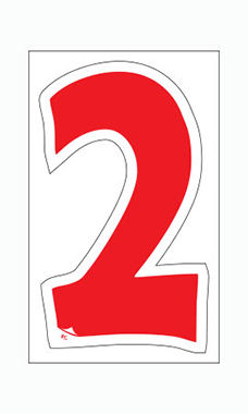 Die-Cut Window Numbers - Red - "2"