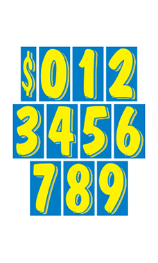 7 ½ inch Blue/Yellow Windshield Number Kit 7 ½ inch Blue/Yellow Windshield Number Kit