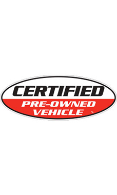 Oval Windshield Slogan Sticker - Black/White/Red - "Certified Pre-Owned Vehicle" Oval Windshield Slogan Sticker - Black/White/Red - "Certified Pre-Owned Vehicle"
