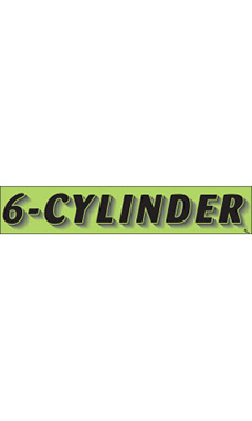 Rectangular Slogan Windshield Sticker - Green - "6-Cylinder" Rectangular Slogan Windshield Sticker - Green - "6-Cylinder"