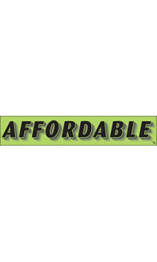 Rectangular Slogan Windshield Sticker - Green - "Affordable" Rectangular Slogan Windshield Sticker - Green - "Affordable"