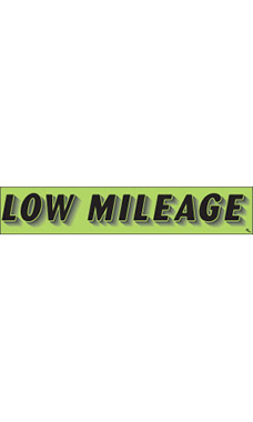 Rectangular Slogan Windshield Sticker - Green - "Low Mileage" Rectangular Slogan Windshield Sticker - Green - "Low Mileage"