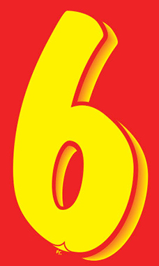 11 ½ inch Windshield Numbers And Symbols - Yellow/Red - "6"