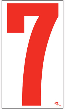 5 ½ inch Windshield Numbers And Symbols - Red/White - "7"