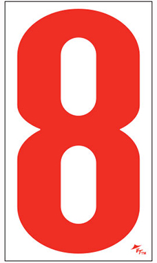 5 ½ inch Windshield Numbers And Symbols - Red/White - "8"