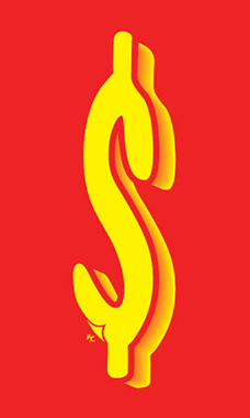 7 ½ inch Windshield Numbers And Symbols - Red/Yellow - "$"