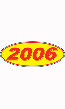 Oval Windshield Year Stickers - Red/Yellow - "2006"