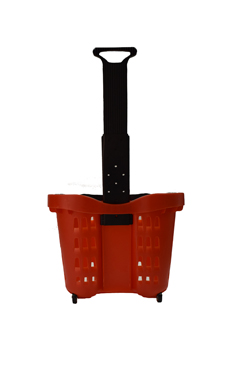 Set of 10 Rolling Red Shopping Baskets