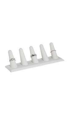 5-Finger White Velvet Ring Display