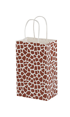 Small - Giraffe Print Paper Shopping Bags - Case of 100 Small - Giraffe Print Paper Shopping Bags - Case of 100