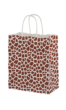 Medium - Giraffe Print Paper Shopping Bags - Case of 100 Medium - Giraffe Print Paper Shopping Bags - Case of 100
