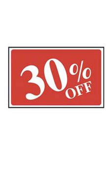 Red 30% Off Sale Sign - White Font
