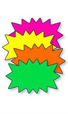 5½" x 3½" Blank Single Solar Burst Sign Cards - Multi-Colored 5½" x 3½" Blank Single Solar Burst Sign Cards - Multi-Colored