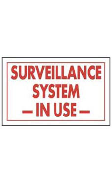 Red & White Policy Sign - Surveillance System -In Use- Red & White Policy Sign - Surveillance System -In Use-