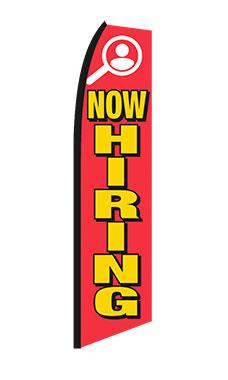 Red, Yellow, White "Now Hiring" Wave Flag Red, Yellow, White "Now Hiring" Wave Flag
