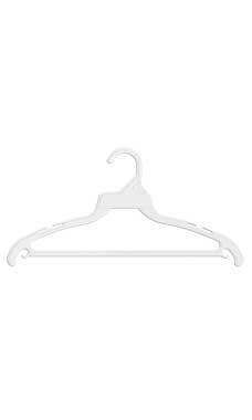 White Plastic Economy Hangers with Bar & Sloped Shoulders White Plastic Economy Hangers with Bar & Sloped Shoulders