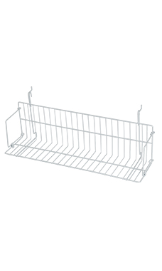 24 x 6 x 6.5 inch White Media Grid Shelf for Slatwall & Wire Grid 24 x 6 x 6.5 inch White Media Grid Shelf for Slatwall & Wire Grid