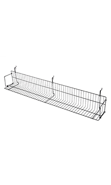 48 x 6 x 6.5 inch Black Media Grid Shelf for Slatwall & Wire Grid 48 x 6 x 6.5 inch Black Media Grid Shelf for Slatwall & Wire Grid