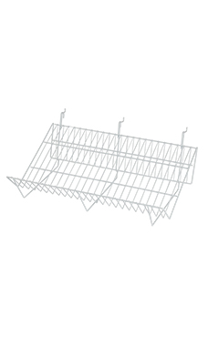 24 x 12 x 6 inch White Downslope Grid Shelf for Slatwall & Wire Grid