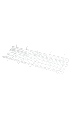 48 x 12 x 6 inch White Downslope Grid Shelf for Slatwall & Wire Grid