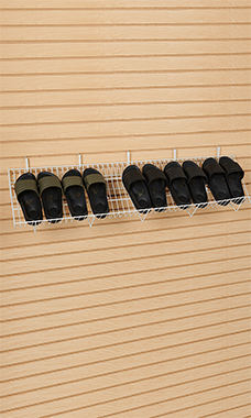 48 x 12 x 6 inch White Downslope Grid Shelf for Slatwall & Wire Grid