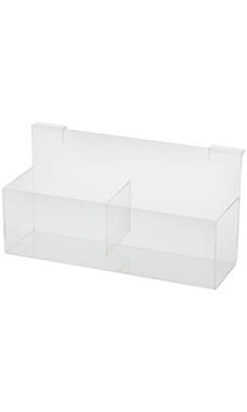 Clear Acrylic Double Display Bin for Slatwall or Wire Grid