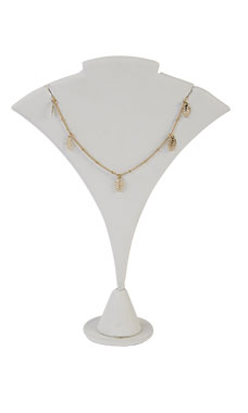 White Faux Leather Fan Shaped Necklace Stands White Faux Leather Fan Shaped Necklace Stands