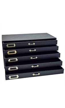 Black Faux Leather 5-Drawer Jewelry Storage Organizer Black Faux Leather 5-Drawer Jewelry Storage Organizer