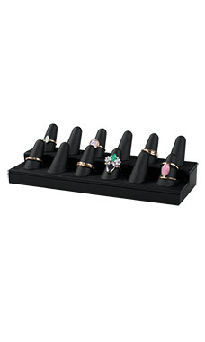 Twelve Finger Ring Displays - Black Faux Leather Twelve Finger Ring Displays - Black Faux Leather