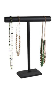 Large Black Faux Leather T-Bar Display