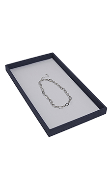Large - Slate Blue Faux Suede Jewelry Tray