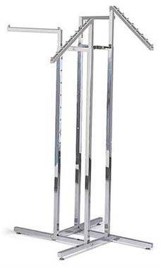 Chrome 4-Way Garment Racks with 2 Straight Arms & 2 Slant Arms