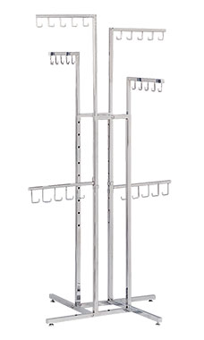 Chrome 4-Way Handbag Racks with J-Hook Arms Chrome 4-Way Handbag Racks with J-Hook Arms