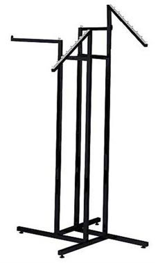 Black 4-Way Garment Racks with 2 Straight Arms & 2 Slant Arms Black 4-Way Garment Racks with 2 Straight Arms & 2 Slant Arms