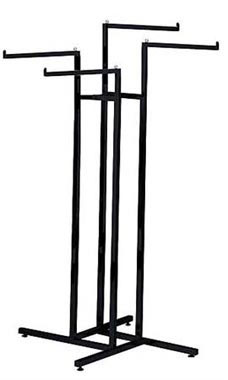Black 4-Way Garment Racks with Straight Square Arms