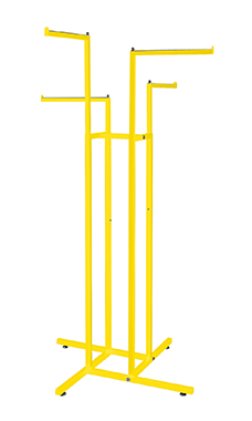 Made to Order Bright Yellow 4-Way Clothing Rack with Straight Arms Made to Order Bright Yellow 4-Way Clothing Rack with Straight Arms