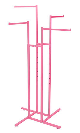 Hot Pink 4-Way Clothing Rack- Straight Arms Hot Pink 4-Way Clothing Rack- Straight Arms