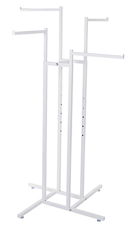 White 4-Way Clothing Rack Straight Arms White 4-Way Clothing Rack Straight Arms