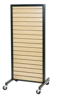 Maple Metal Framed Rolling Slatwall Merchandiser Maple Metal Framed Rolling Slatwall Merchandiser
