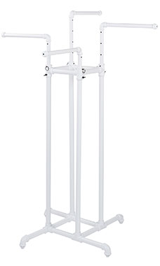 Boutique White Pipe 4-Way Clothing Rack with Straight Arms Boutique White Pipe 4-Way Clothing Rack with Straight Arms
