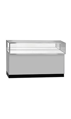 48 inch Metal Framed Gray Jewelry Display Case Fully Assembled with Lighting