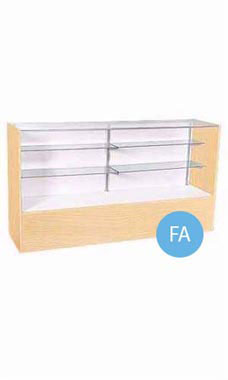 48 inch Full Vision Maple Display Case Fully Assembled with Lighting
